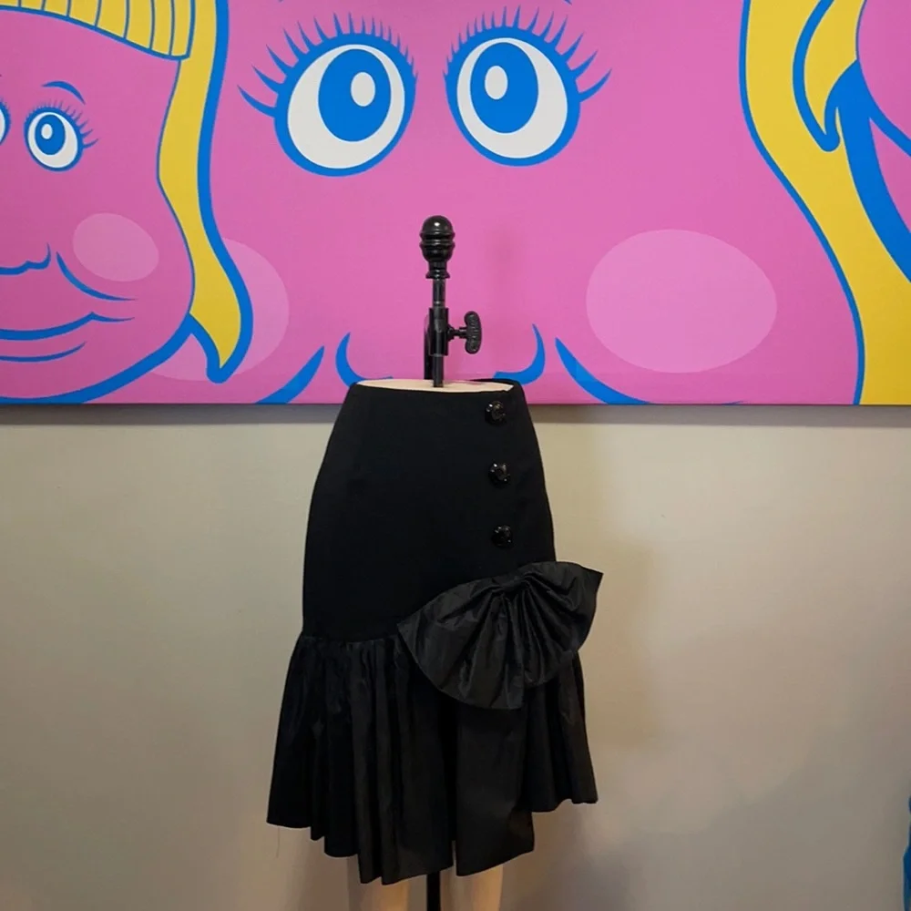 Teri Jon Black Ruffle Taffeta Evening Skirt